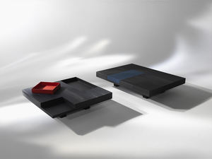 <span class=keywords><strong>Table</strong></span> <span class=keywords><strong>basse</strong></span> artistique haut de gamme avec plateaux amovibles et placage de bois texturé pour salons modernes - Product Image 4