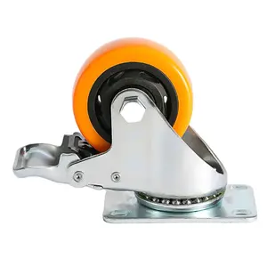 4 Zoll orange PVC-Lenk rolle Hochleistungs-Universal rad mit Bremse
