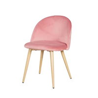Chaises de salle à manger rembourrées simples pour la cuisine, chaise de coiffeuse en velours rose, chaise d'appoint pour le salon avec pieds en métal