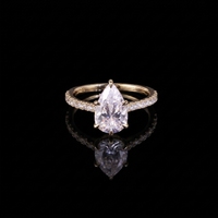Cincin Wanita Moissanite GRA 6CT Potongan Pear Tetesan Air Perak S925 Dapat Lulus Tes, untuk Pernikahan dan Pertunangan