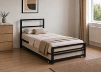 Cama de tubo de hierro con recubrimiento de polvo negro