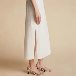 Robe longue midi décontractée et élégante pour femmes, 100% lin, écologique, motif uni, pour les fêtes de printemps et les adolescentes - Product Image 4