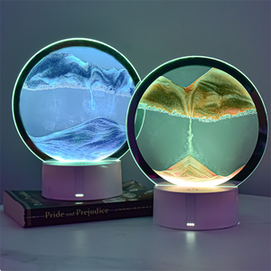 Sanat el sanatları ev dekorasyon kum saati masa ışığı 3d hareketli kum sanatı yuvarlak cam masa lambası yuvarlak cam 3d derin deniz - Product Image 5