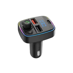 P10 Car BT FM Transmitter Wireless Dual USB Type-c Fast Charging MP3 Handsfree Audio Player Car Kit Car Accessories