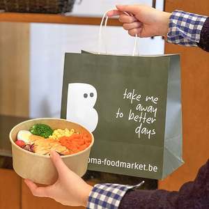 Sacs en papier kraft écologiques personnalisés avec logo pour la restauration, les courses et l'emballage alimentaire avec poignée - Product Image 5