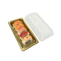 Petit contenant à sushi en PET approuvé par la FDA, boîte d'emballage à sushi à emporter, contenant à sushi en plastique élégant et fin avec couvercle transparent