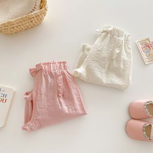 Pantalones Casuales Finos de Algodón con Estampado de Lazo para Niñas, Verano 2026, Nuevos Pantalones de Color Sólido para Bebés - Product Image 4