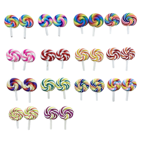 CHENXI 100 piezas 14 colores Dijes de plástico en espiral con forma de piruleta de 4 cm, hechos a mano, para decoración DIY infantil, colgantes para fundas de teléfono y joyería - Product Image 3