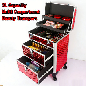 Rolling Makeup Train Case Cosmetology Case <strong>on</strong> <strong>Wheels</strong> Nail Carts Organizer Case <strong>Make</strong> <strong>Up</strong> Artist Tattoo Travel Case Salon <strong>Trolley</strong> - Product Image 5