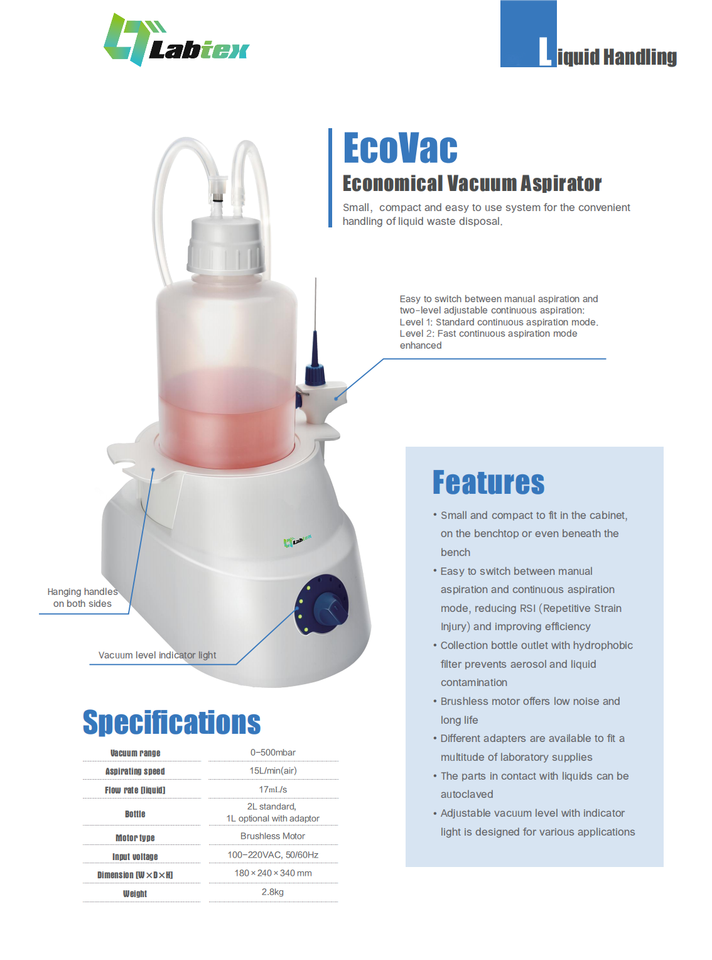 Labtex Washer Labtex Ecovac - Economical Vacuum Aspirator for Medical Use