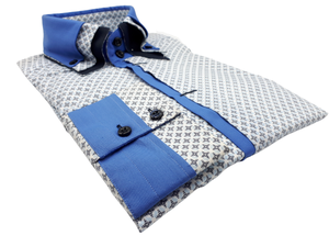 Wholesale Slim Fit Stand <b>Casual</b> <b>Shirts</b> Customizable Geometric Pattern Cotton Spandex Poplin Quick Dry Breathable for Spring - Product Image 5