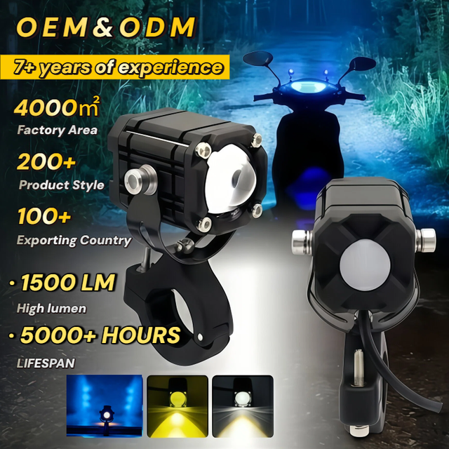 Motorcycle LED Headlight Red Angel Eye Super Bright Driving Light Waterproof Auxiliary Fog Lamp