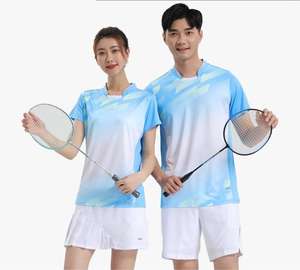 Combinaison de t-shirt à séchage rapide avec logo personnalisé uniformes d'équipe d'entraînement de badminton de compétition sportive uniformes de classe à manches courtes col - Product Image 4