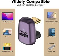 Chargeur de données rapide 40Gbps Angle droit 90 degrés Type C femelle vers USB C mâle PD 240W Adaptateur convertisseur pour téléphone portable universel