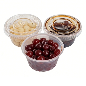 Wholesale 1/2/3.25/4 /5.5 Oz Condiment Dip Container Split Disposable Plastic <b>Sauce</b> Cup Portion Cup With Lids - Product Image 1