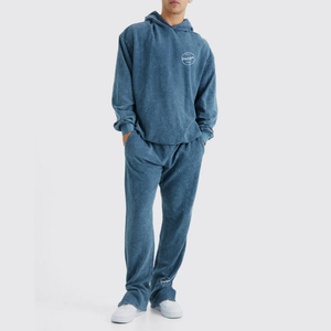 Conjuntos de chándal para jóvenes de hombre al por mayor pantalones de chándal de cintura alta con capucha bordado personalizado 100% algodón transpirable deportivo estampado de invierno - Product Image 6