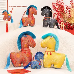 Peluche dello Zodiaco Anno del Cavallo, Stile Etnico con Design Floreale, Super Morbido con Imbottitura in Cotone PP, Verniciatura UV, Bambola Antistress per Anniversario - Product Image 2