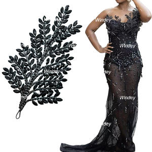 أزياء شعبية حفلة موسيقية اللباس 3D سلك السائبة الفضة الملونة زهرة حجر الراين بقع زين - Product Image 1