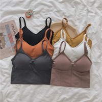 Camisole sexy respirante en nylon écologique pour femme, avec coussinets de poitrine intégrés, idéale pour l'e-commerce transfrontalier et comme sous-vêtement ou vêtement d'extérieur.