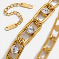 Bracelet en acier inoxydable plaqué or, zircon inaltérable, style trombone, bijou de luxe léger, accessoire de mode féminin haut de gamme