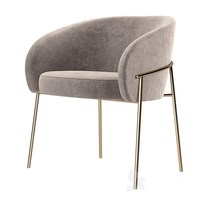 Fauteuil dossier moderne Offre Spéciale en acier inoxydable métal léger luxe velours tissu chaise de salle à manger