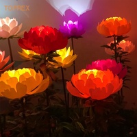 Lampe de nuit 3D TOPREX pour le festival de Noël, rose dynamique avec feuilles, fleurs de lotus artificielles