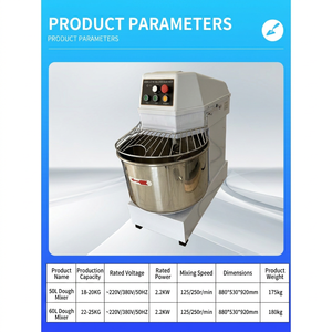 50L 60L Vertical Spiral Dough Kneader Copper Motor Flour Mixing <b>Machine</b> For Noodle Bun Food Processing Factory - Product Image 3