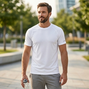 Camiseta <span class=keywords><strong>de</strong></span> Poliéster Suave 100% para Hombre, <span class=keywords><strong>de</strong></span> Secado Rápido, Antibacteriana, Estilo Casual <span class=keywords><strong>de</strong></span> Negocios, con Logotipo Personalizado para Marca, Nueva Tendencia - Product Image 1