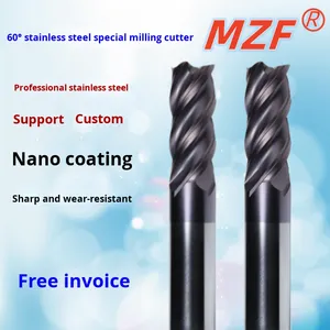 60-Degree Tungsten Steel Milling <strong>Cutter</strong> 4-Flute Carbide <strong>End</strong> Mill <strong>CNC</strong> <strong>Tool</strong> Stainless Steel Special Coating AK Dynamic Milling OEM - Product Image 3