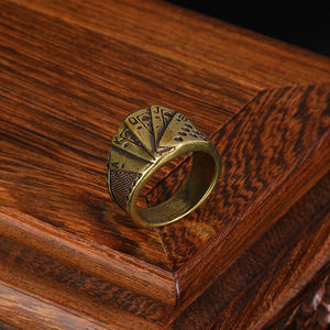 الجملة CA710 الإبداعية الرجعية الساحر أوراق اللعب البرونزية الهيب هوب العصرية الذكور شخصية مستقيم تدفق الصب حلقات النحاس - Product Image 2