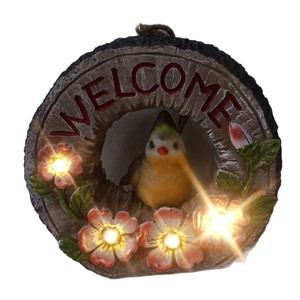 <span class=keywords><strong>Petit</strong></span> <span class=keywords><strong>oiseau</strong></span> accueillant, luminaire solaire en forme de bonsaï, pendentif, scène nocturne, artisanat en résine, ornement de jardin chinois - Product Image 5
