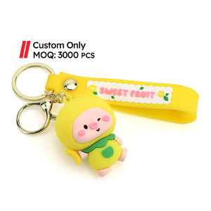 Llavero de Goma/PVC con Forma de Cerdo de Dibujos Animados en 3D, Ecológico, MOQ 3000 Piezas - Product Image 1