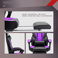 Chaise de jeu ergonomique en similicuir violet pour salle de jeu, avec fonction massage, vente en gros ODM OEM
