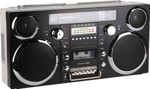 Brooklyn 1980s-phong cách xách tay boombox-<span class=keywords><strong>cd</strong></span> <span class=keywords><strong>Player</strong></span>, Cassette <span class=keywords><strong>Player</strong></span>, FM radio, USB, không dây <span class=keywords><strong>Bluetooth</strong></span> Speaker-Đen - Product Image 2