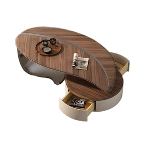 <span class=keywords><strong>Tavolino</strong></span> da Caffè Hanyi Moderno <span class=keywords><strong>in</strong></span> Stile Nordico a Forma di Foglia con Base <span class=keywords><strong>in</strong></span> Acciaio Inossidabile e Cassetto <span class=keywords><strong>per</strong></span> Arredamento Soggiorno - Product Image 5