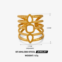 Cincin Garis Geometris Trendi Bergaya Instagram Eropa dan Amerika, Cincin Hip Hop Etnik yang Dipersonalisasi, Modis 18K