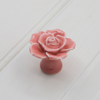 Kenop dan Gagang Laci Keramik Motif Bunga Mawar Pink Elegan untuk Lemari Kamar Tidur