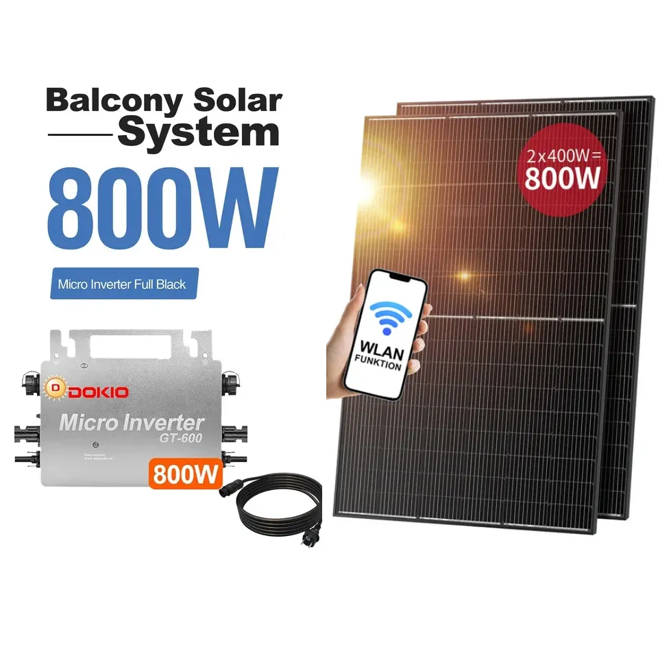 Dokio 400W 410W 800W Sistema de balcón con 600W micro inversor sistema solar doméstico
