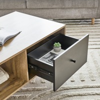 Phoenix Home Bois et Noir Moderne Un Tiroir En Bois Salon Vente Chaude Table Basse