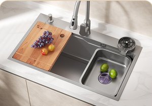 Fregadero Doble de Cocina de Acero Inoxidable 304 Hecho a Mano, Fácil Instalación, Sin Decoloración, con un Solo Orificio, para Hoteles - Product Image 3