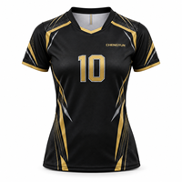 Jersey Voli Desain Turnamen Premium Hitam-Emas Kustom, Seragam Tim Sublimasi untuk Klub dan Sekolah OEM