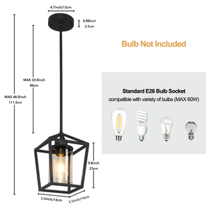 Luminaires suspendus contemporains pour <span class=keywords><strong>salle</strong></span> à <span class=keywords><strong>manger</strong></span>, <span class=keywords><strong>luminaire</strong></span> géométrique en métal avec abat-jour en verre transparent pour îlot de cuisine - Product Image 2