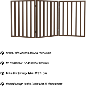 Oil Stain (Black) Solid FSC Acacia Modern Small <b>Pets</b> No Pawblems Free Standing Short Dog <b>Gate</b> 3 panels <b>Pet</b> <b>Gate</b> - Product Image 4