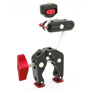 Aluminium Super Krab Klem Met Dubbele Kogelkop Articulatie Magische Arm Camera Klem