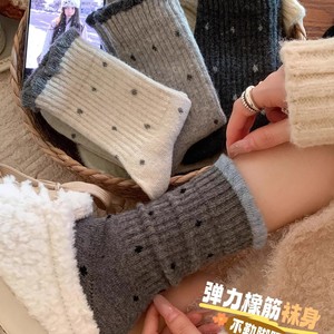 Women Thermo Lounge Socks Polka Dot Mid Calf Sweat Absorbing Polyester Fiber Autumn Winter Casual Wear - Product Image 5