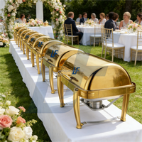 Ensemble de chauffe-plats de luxe 9L à alcool avec contrôle de température 60-80°C, plat de service doré pour restaurant
