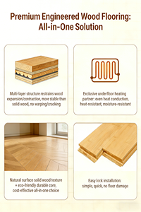 Parquet en bois multicouche luxueux, couleur unie ou multicolore, motif lotus, pour intérieur - Product Image 3