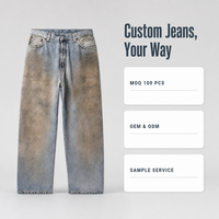 Jeans pour hommes SOONREE, coupe droite, OEM ODM, jeans baggy vintage Y2K, jeans délavés, pantalons en denim personnalisés