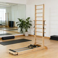 Equipo Profesional de Pilates Reformer, Máquina de Pilates Reformer para Moldear el Cuerpo, Reformer con Escalera de Madera de Arce para Estudio de Yoga