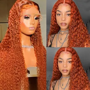 Perruques de cheveux humains colorés en gros, perruque Hd Lace Front, perruques Ginger Orange Red Purple Lace Front cheveux humains pour les femmes noires